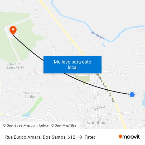 Rua Eurico Amaral Dos Santos, 612 to Fatec map