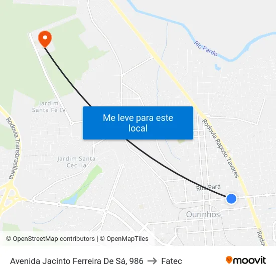 Avenida Jacinto Ferreira De Sá, 986 to Fatec map