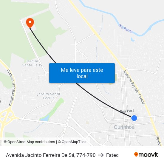 Avenida Jacinto Ferreira De Sá, 774-790 to Fatec map