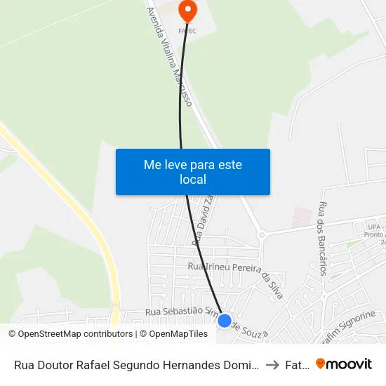 Rua Doutor Rafael Segundo Hernandes Domingues, 61 to Fatec map