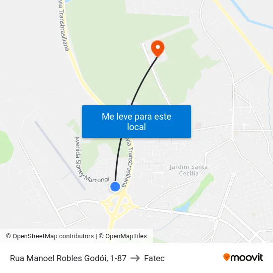 Rua Manoel Robles Godói, 1-87 to Fatec map