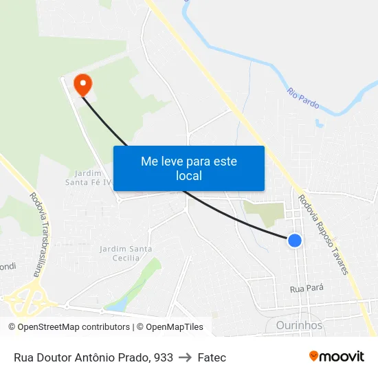 Rua Doutor Antônio Prado, 933 to Fatec map
