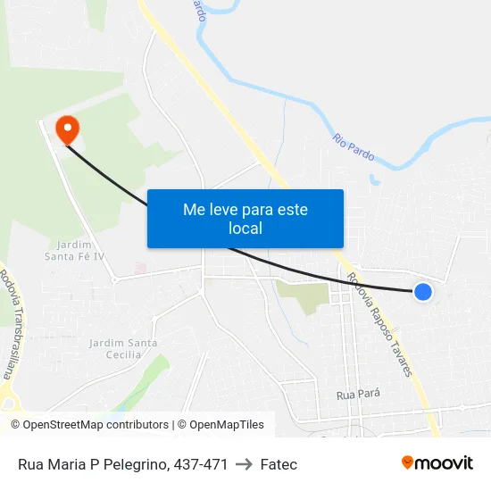 Rua Maria P Pelegrino, 437-471 to Fatec map