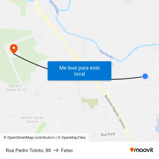 Rua Pedro Toloto, 88 to Fatec map