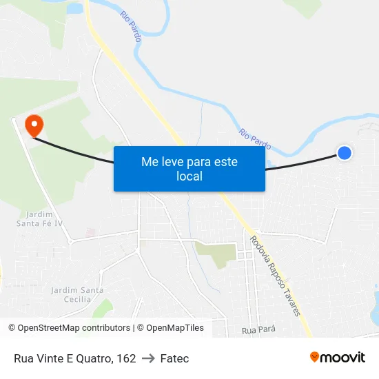Rua Vinte E Quatro, 162 to Fatec map