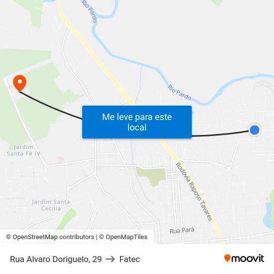 Rua Alvaro Doriguelo, 29 to Fatec map