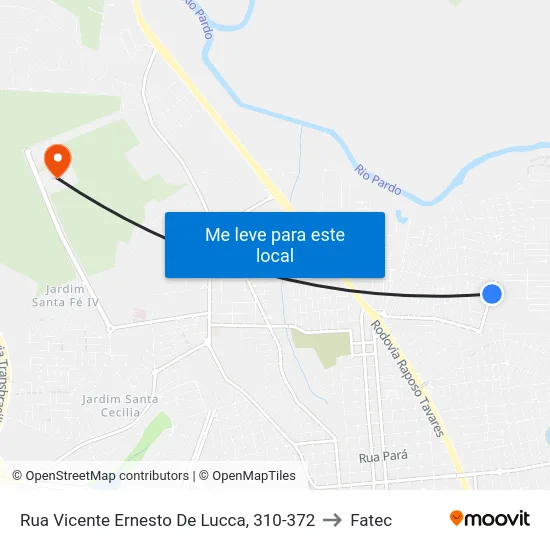 Rua Vicente Ernesto De Lucca, 310-372 to Fatec map