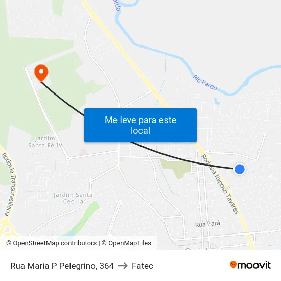 Rua Maria P Pelegrino, 364 to Fatec map