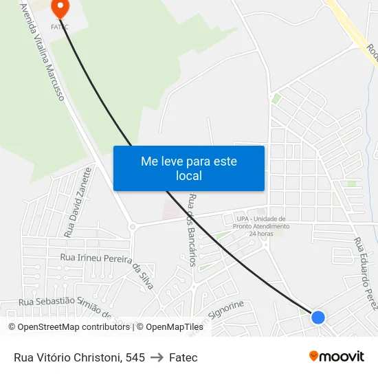 Rua Vitório Christoni, 545 to Fatec map