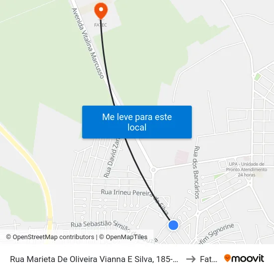 Rua Marieta De Oliveira Vianna E Silva, 185-267 to Fatec map