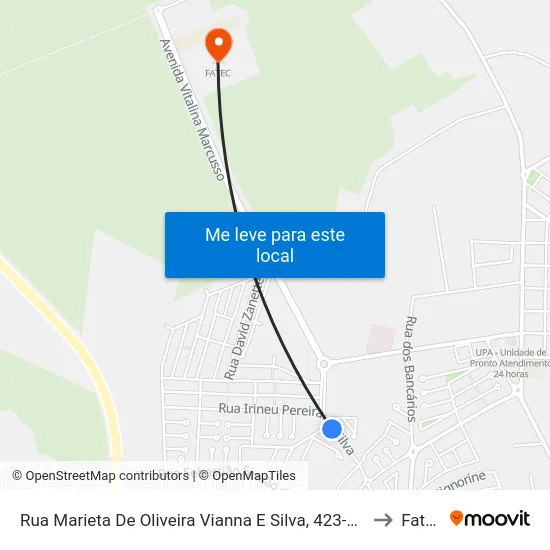 Rua Marieta De Oliveira Vianna E Silva, 423-483 to Fatec map