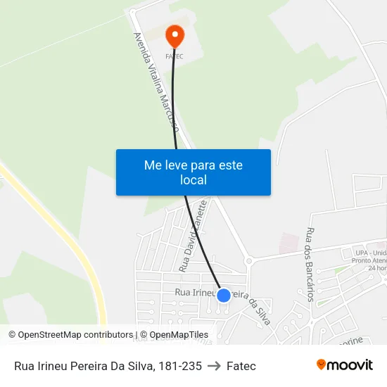 Rua Irineu Pereira Da Silva, 181-235 to Fatec map