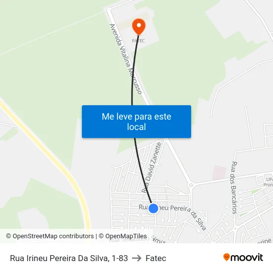 Rua Irineu Pereira Da Silva, 1-83 to Fatec map