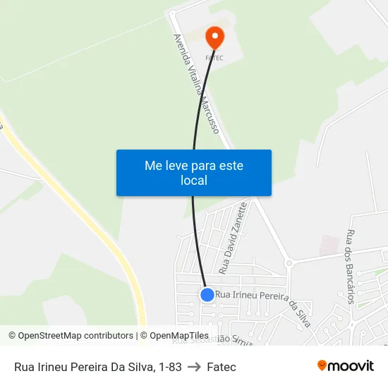 Rua Irineu Pereira Da Silva, 1-83 to Fatec map