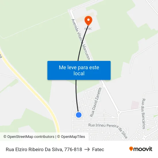 Rua Elziro Ribeiro Da Silva, 776-818 to Fatec map