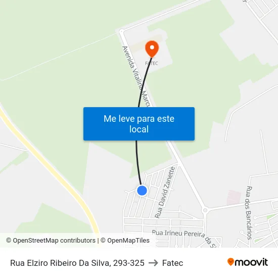 Rua Elziro Ribeiro Da Silva, 293-325 to Fatec map