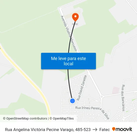 Rua Angelina Victória Pecine Varago, 485-523 to Fatec map
