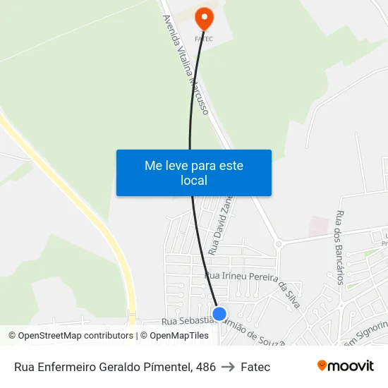 Rua Enfermeiro Geraldo Pímentel, 486 to Fatec map