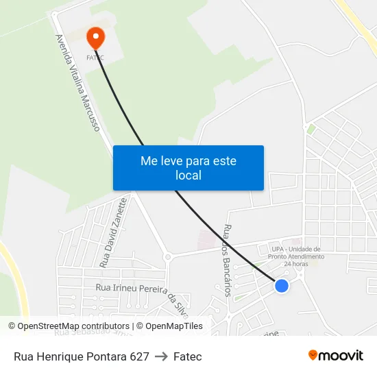 Rua Henrique Pontara 627 to Fatec map