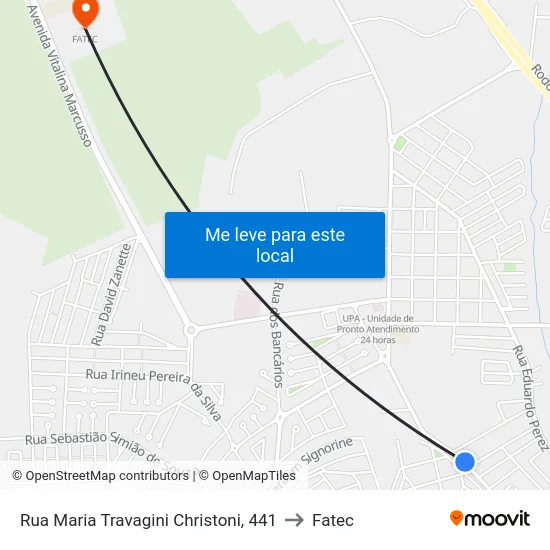 Rua Maria Travagini Christoni, 441 to Fatec map