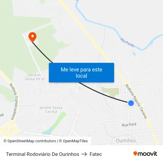 Terminal Rodoviário De Ourinhos to Fatec map