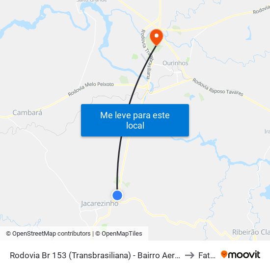 Rodovia Br 153 (Transbrasiliana) - Bairro Aeroporto to Fatec map