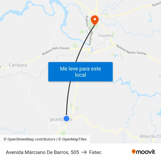 Avenida Márciano De Barros, 505 to Fatec map