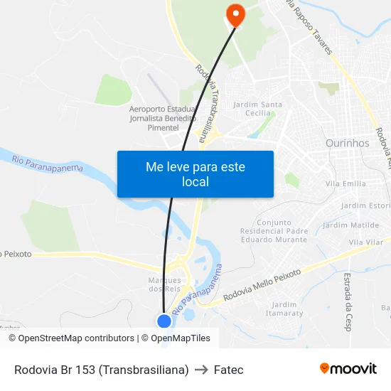 Rodovia Br 153 (Transbrasiliana) to Fatec map