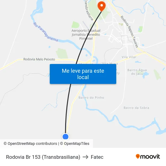 Rodovia Br 153 (Transbrasiliana) to Fatec map