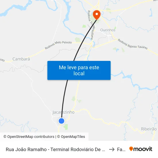 Rua João Ramalho - Terminal Rodoviário De Jacarezinho to Fatec map
