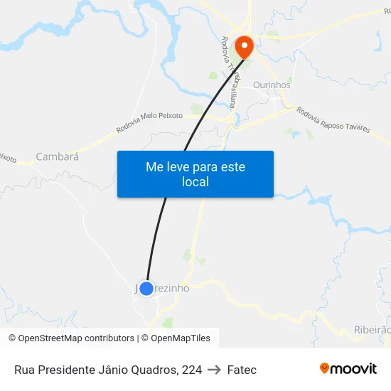 Rua Presidente Jânio Quadros, 224 to Fatec map