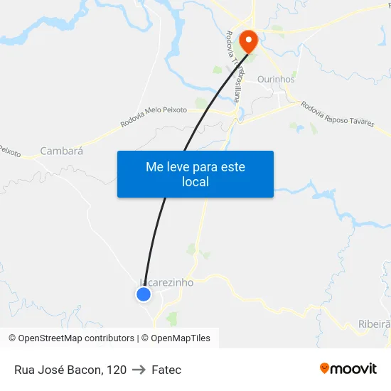 Rua José Bacon, 120 to Fatec map