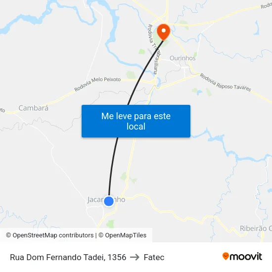 Rua Dom Fernando Tadei, 1356 to Fatec map