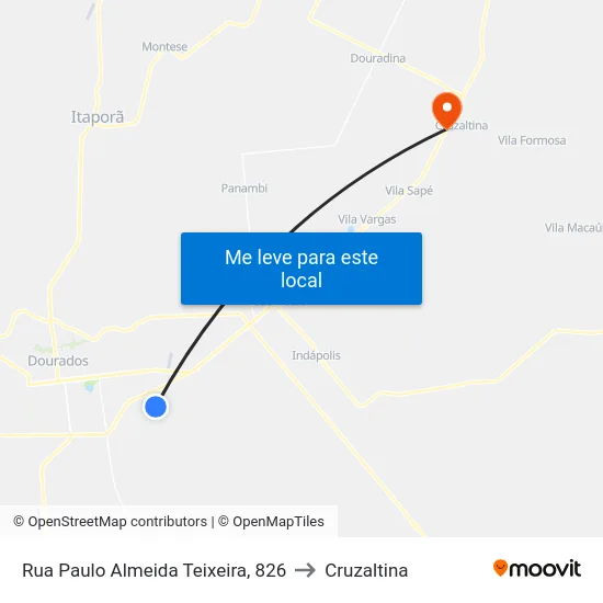 Rua Paulo Almeida Teixeira, 826 to Cruzaltina map