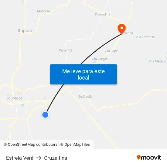Estrela Verá to Cruzaltina map