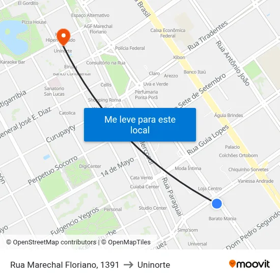 Rua Marechal Floriano, 1391 to Uninorte map