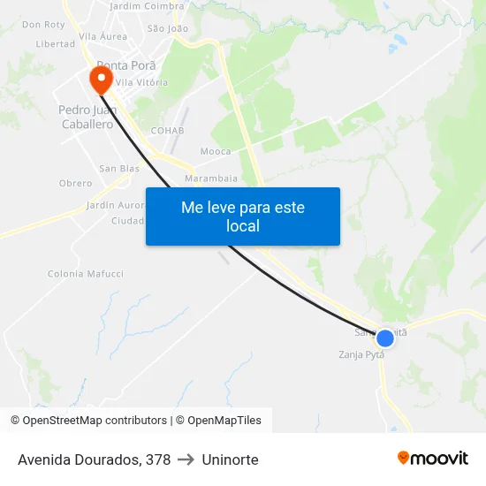Avenida Dourados, 378 to Uninorte map