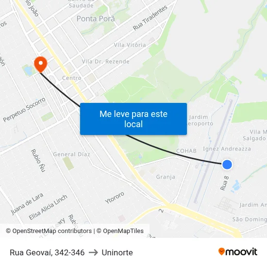 Rua Geovaí, 342-346 to Uninorte map