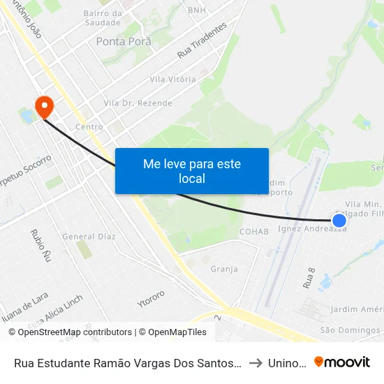 Rua Estudante Ramão Vargas Dos Santos, 2-146 to Uninorte map