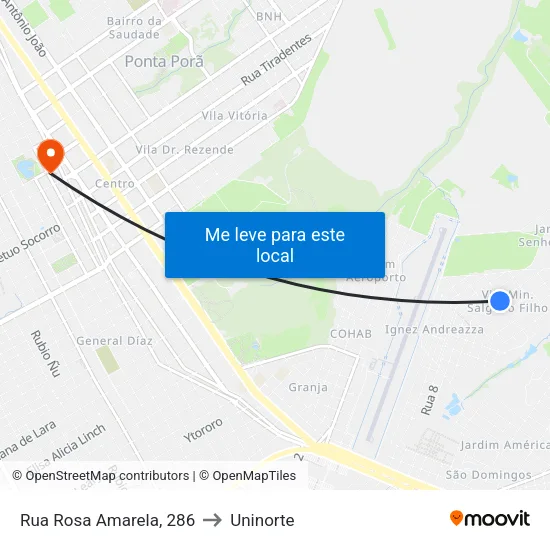 Rua Rosa Amarela, 286 to Uninorte map