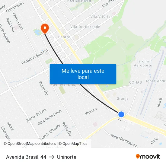 Avenida Brasil, 44 to Uninorte map