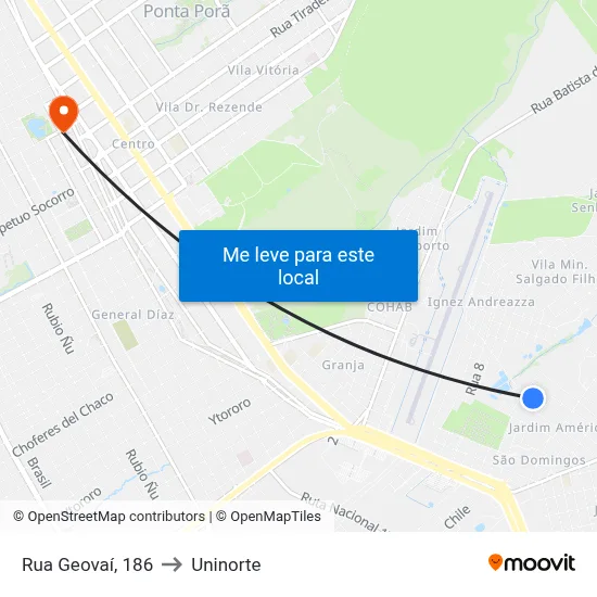 Rua Geovaí, 186 to Uninorte map