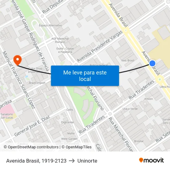 Avenida Brasil, 1919-2123 to Uninorte map