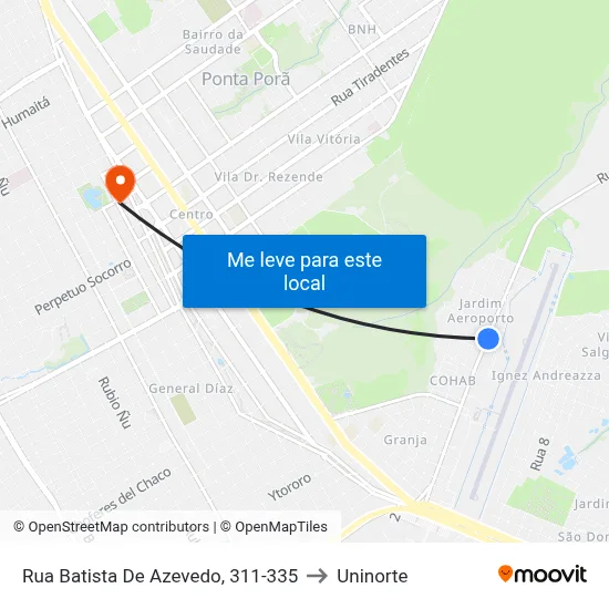 Rua Batista De Azevedo, 311-335 to Uninorte map