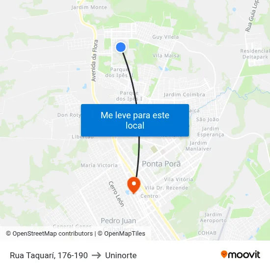 Rua Taquarí, 176-190 to Uninorte map