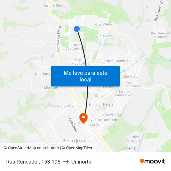 Rua Roncador, 153-195 to Uninorte map