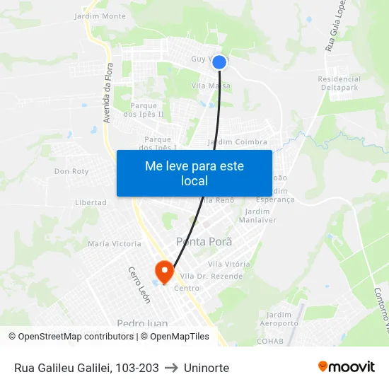 Rua Galileu Galilei, 103-203 to Uninorte map