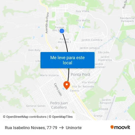 Rua Isabelino Novaes, 77-79 to Uninorte map