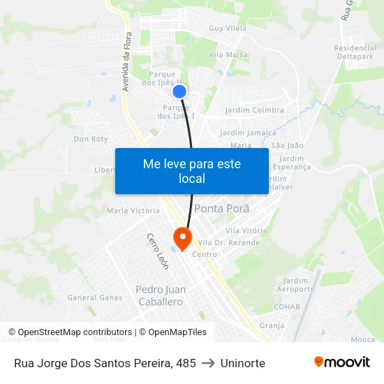 Rua Jorge Dos Santos Pereira, 485 to Uninorte map