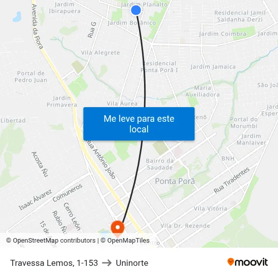 Travessa Lemos, 1-153 to Uninorte map